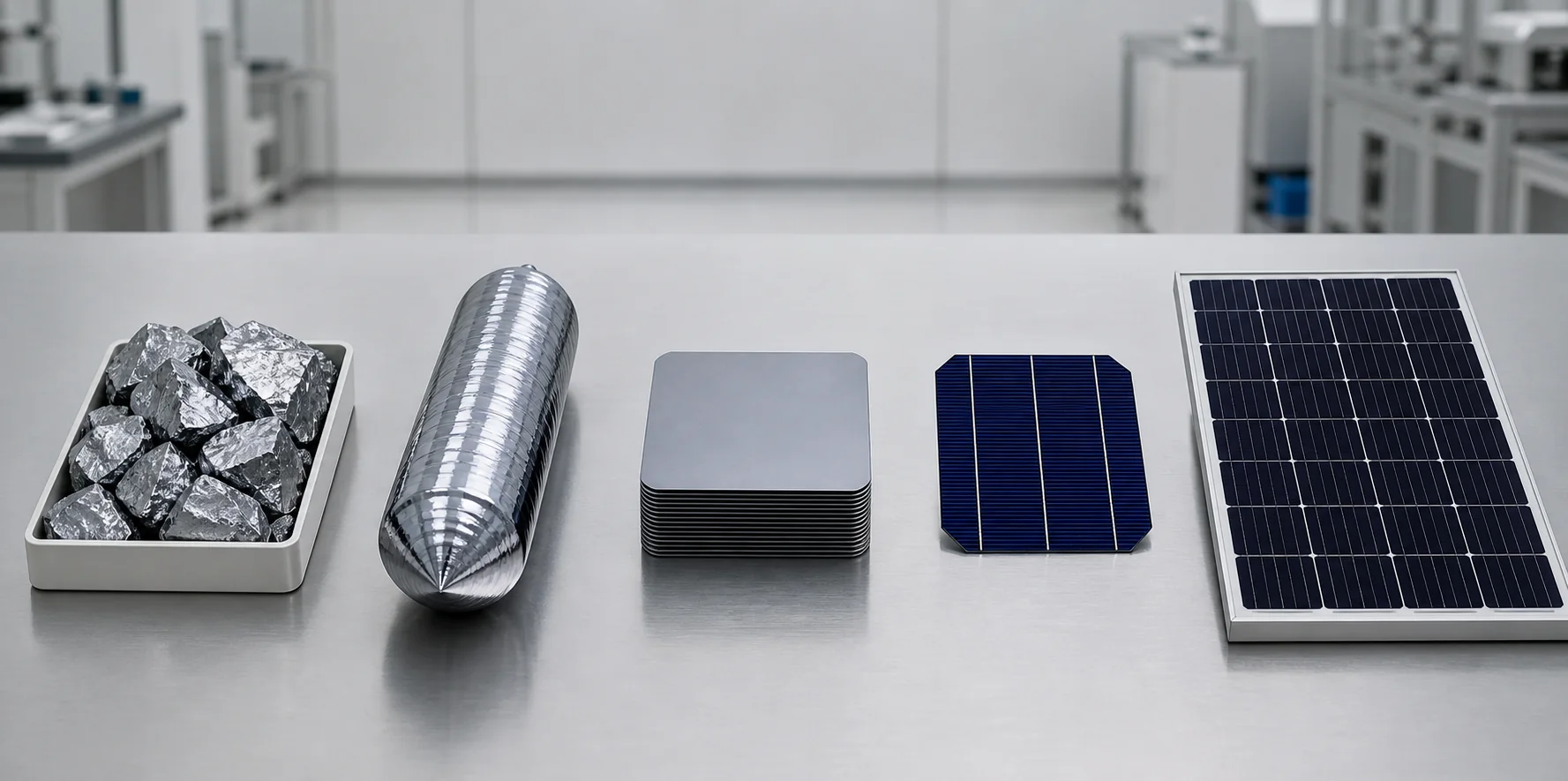 Polysilicon, ingot, wafer, solar cell and finished module